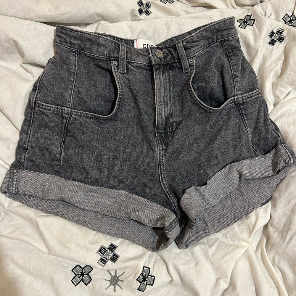 BDG faded black denim shorts